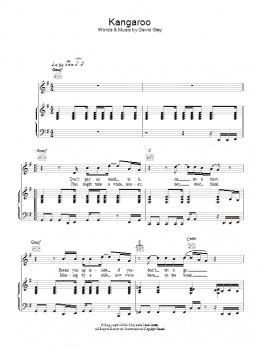 page one of Kangaroo (Piano, Vocal & Guitar Chords)