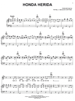 page one of Honda Herida (Piano, Vocal & Guitar Chords (Right-Hand Melody))