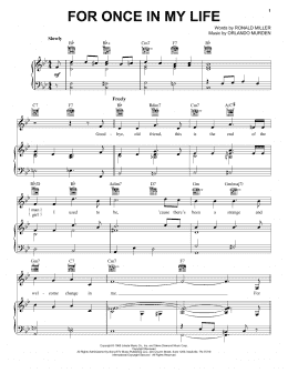 page one of For Once In My Life (Piano, Vocal & Guitar Chords (Right-Hand Melody))