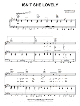 page one of Isn't She Lovely (Piano, Vocal & Guitar Chords (Right-Hand Melody))