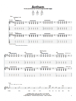 page one of Anthem (Guitar Tab)