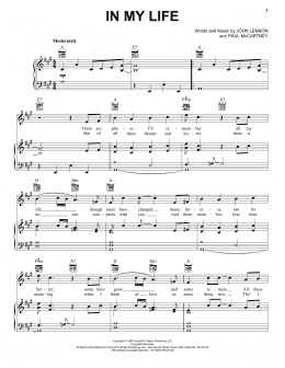 page one of In My Life (Piano, Vocal & Guitar Chords (Right-Hand Melody))