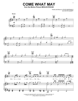 page one of Come What May (from Moulin Rouge) (Piano, Vocal & Guitar Chords (Right-Hand Melody))