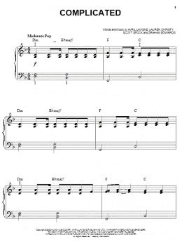 page one of Complicated (Easy Piano)