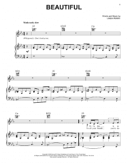 page one of Beautiful (Piano, Vocal & Guitar Chords (Right-Hand Melody))