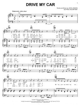 page one of Drive My Car (Piano, Vocal & Guitar Chords (Right-Hand Melody))