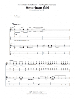 page one of American Girl (Guitar Tab)