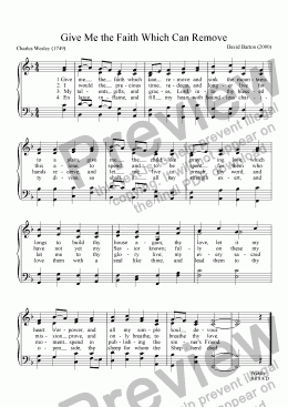 page one of "Give Me the Faith"- Wesley hymn setting