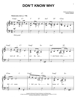 page one of Don't Know Why (Easy Piano)