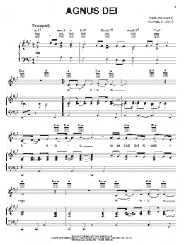 page one of Agnus Dei (Piano, Vocal & Guitar Chords (Right-Hand Melody))