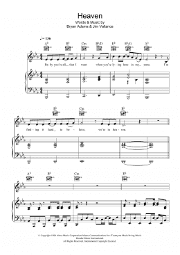 page one of Heaven (Piano, Vocal & Guitar Chords)