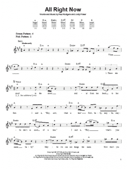 page one of All Right Now (Easy Guitar)