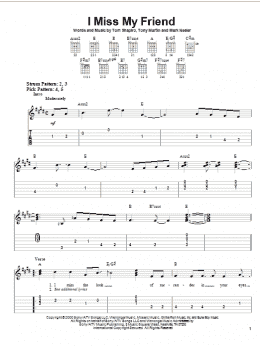 page one of I Miss My Friend (Easy Guitar Tab)