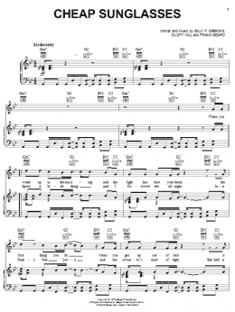 page one of Cheap Sunglasses (Piano, Vocal & Guitar Chords (Right-Hand Melody))