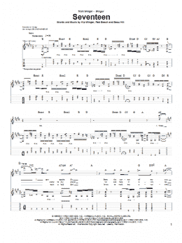 page one of Seventeen (Guitar Tab)