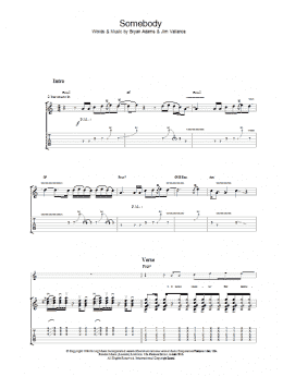 page one of Somebody (Guitar Tab)