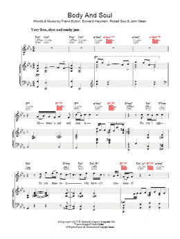 page one of Body And Soul (Piano, Vocal & Guitar Chords)