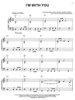 page one of I'm With You (Easy Piano)