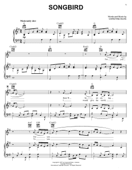 page one of Songbird (Piano, Vocal & Guitar Chords (Right-Hand Melody))