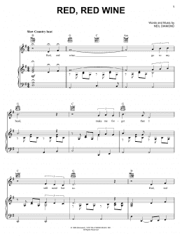 page one of Red, Red Wine (Piano, Vocal & Guitar Chords (Right-Hand Melody))