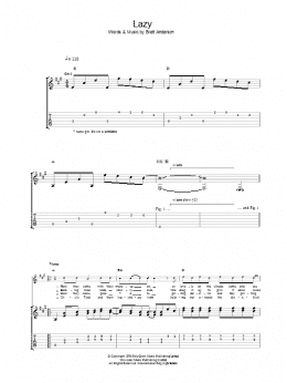 page one of Lazy (Guitar Tab)