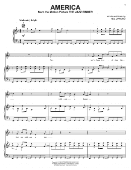 page one of America (Piano, Vocal & Guitar Chords (Right-Hand Melody))