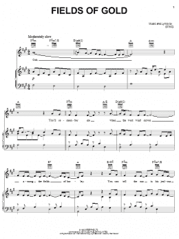 page one of Fields Of Gold (Piano, Vocal & Guitar Chords (Right-Hand Melody))