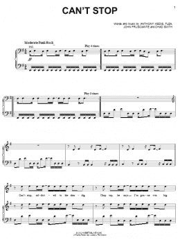 page one of Can't Stop (Piano, Vocal & Guitar Chords (Right-Hand Melody))