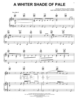 page one of A Whiter Shade Of Pale (Piano, Vocal & Guitar Chords (Right-Hand Melody))