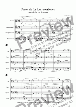 page one of Pastorale for four Trombones, op. 27