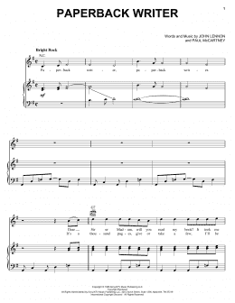 page one of Paperback Writer (Piano, Vocal & Guitar Chords (Right-Hand Melody))