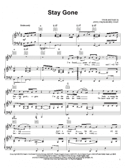 page one of Stay Gone (Piano, Vocal & Guitar Chords (Right-Hand Melody))