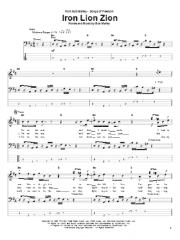 page one of Iron Lion Zion (Bass Guitar Tab)