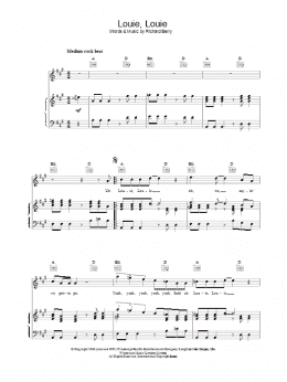 page one of Louie, Louie (Piano, Vocal & Guitar Chords (Right-Hand Melody))