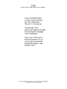 page one of Feel (Lyrics Only)