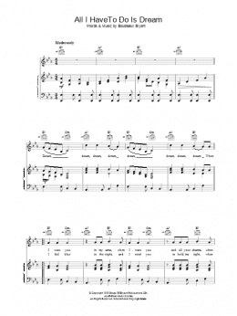 page one of All I Have To Do Is Dream (Piano, Vocal & Guitar Chords (Right-Hand Melody))