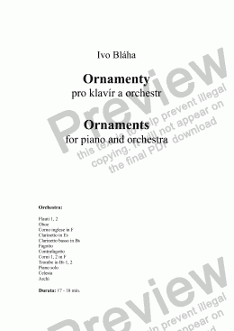 page one of ORNAMENTS  for piano and orchestra