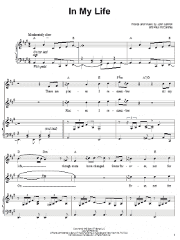 page one of In My Life (Piano & Vocal)