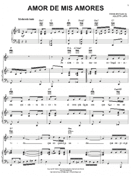 page one of Amor De Mis Amores (Piano, Vocal & Guitar Chords (Right-Hand Melody))