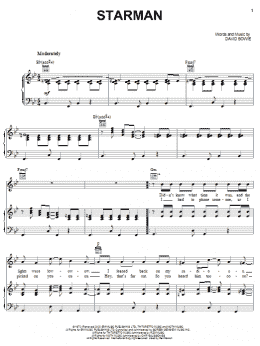 page one of Starman (Piano, Vocal & Guitar Chords (Right-Hand Melody))