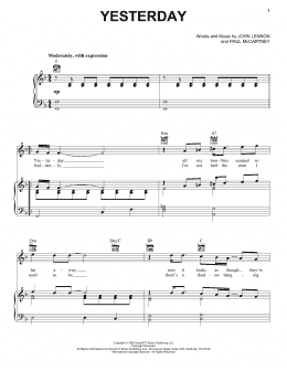 page one of Yesterday (Piano, Vocal & Guitar Chords (Right-Hand Melody))