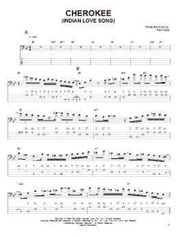 page one of Cherokee (Indian Love Song) (Bass Guitar Tab)