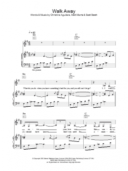 page one of Walk Away (Piano, Vocal & Guitar Chords)