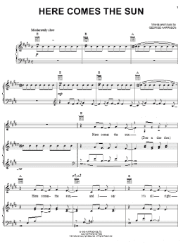 page one of Here Comes The Sun (Piano, Vocal & Guitar Chords (Right-Hand Melody))