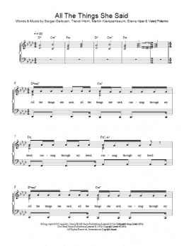 page one of All The Things She Said (Piano Solo)