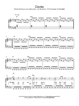 page one of Clocks (Piano Solo)