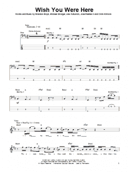 page one of Wish You Were Here (Bass Guitar Tab)