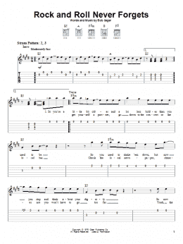 page one of Rock And Roll Never Forgets (Easy Guitar Tab)