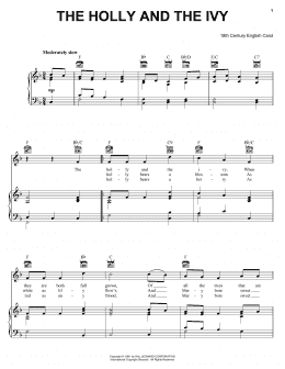 page one of The Holly And The Ivy (Piano, Vocal & Guitar Chords (Right-Hand Melody))