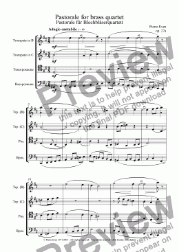 page one of Pastorale for Brass Quartet, op. 27a